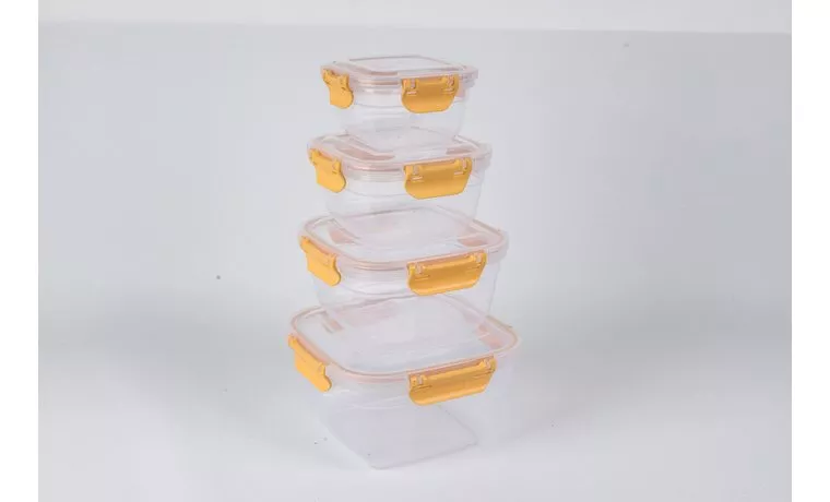 4 PIECE COLORED AIRTIGHT SQUARE STORAGE CONTAINER SET