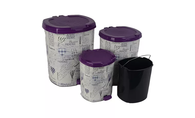 PATTERNED PEDAL TRASH BIN SET
