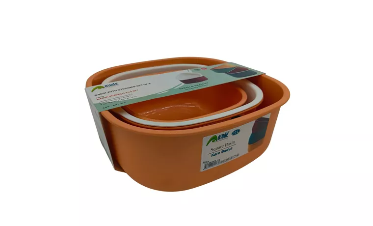 3 PIECE SQUARE BASIN WITH COLANDER SET