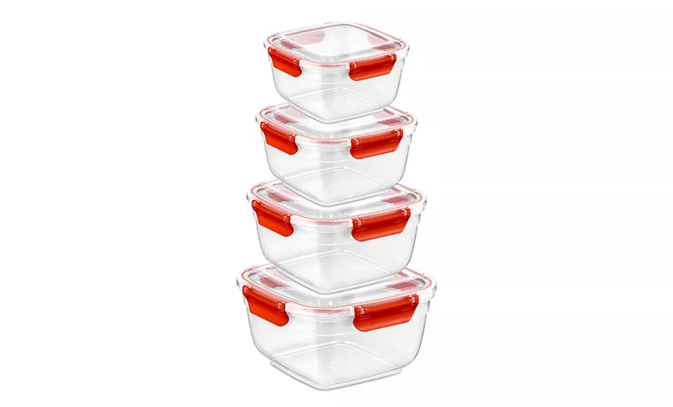 4 PIECE COLORED AIRTIGHT SQUARE STORAGE CONTAINER SET