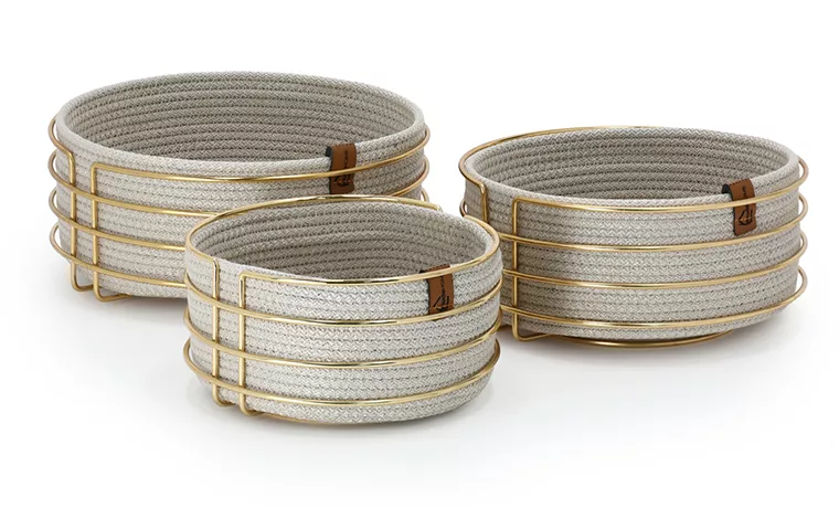 NATUREL ROUND GOLD WIRE BREAD BASKET 3 PIECE SET