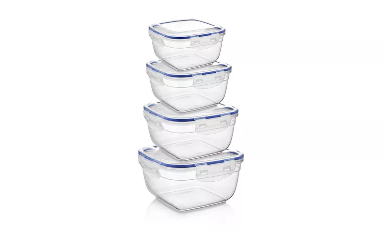 4 PIECE AIRTIGHT SQUARE STORAGE CONTAINER SET